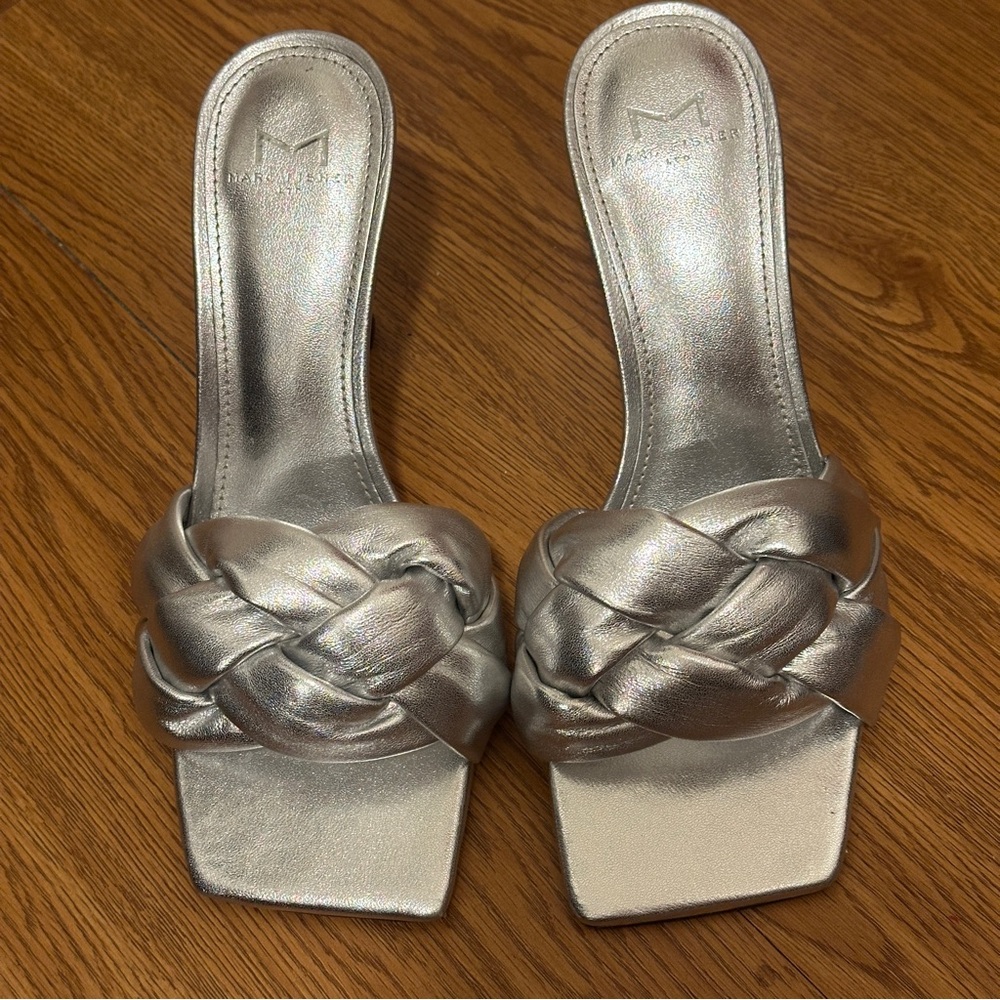 Marc Fisher Silver Sandal Heels